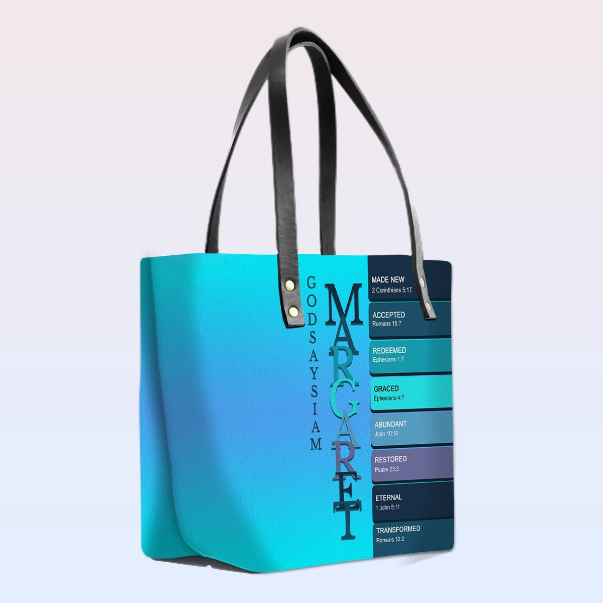 Personalized Bible Verse Leather Tote Bag