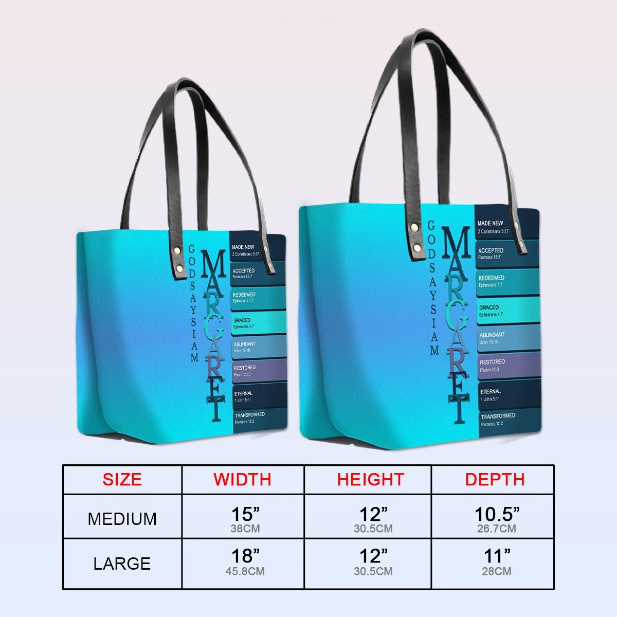 Personalized Bible Verse Leather Tote Bag
