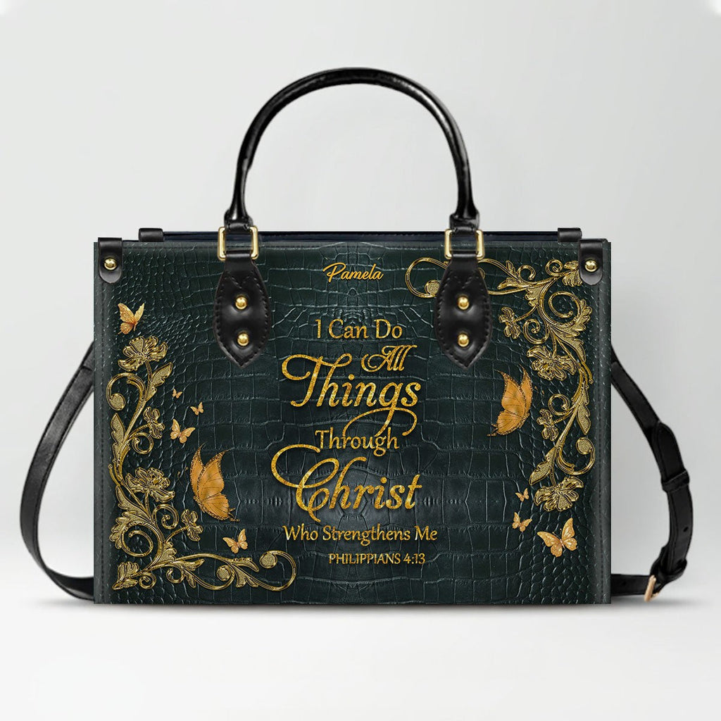 Custom Forest Green Christian Leather Handbag