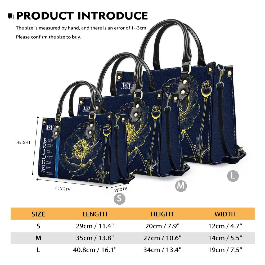 Personalized Birth Flower Leather Handbag