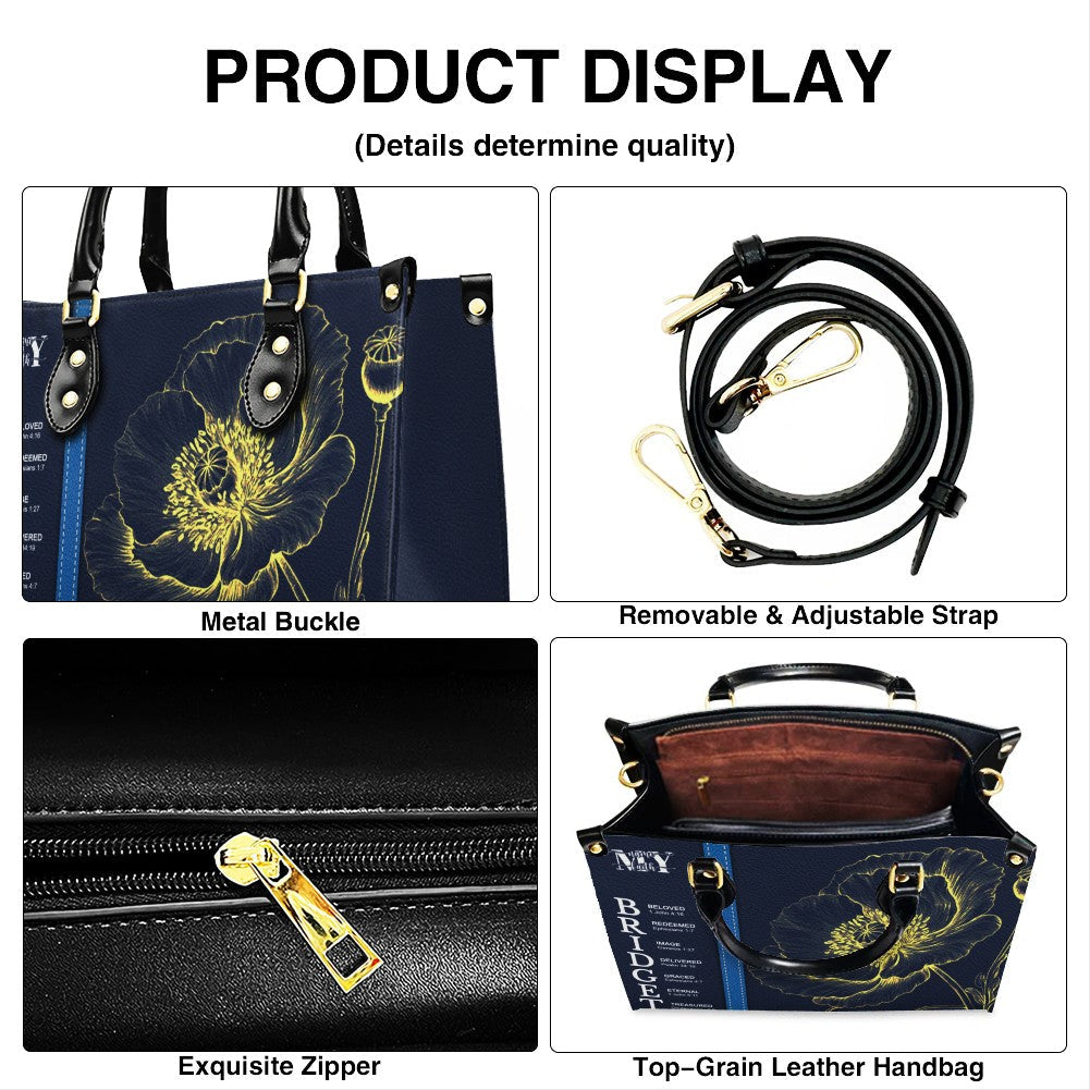 Personalized Birth Flower Leather Handbag