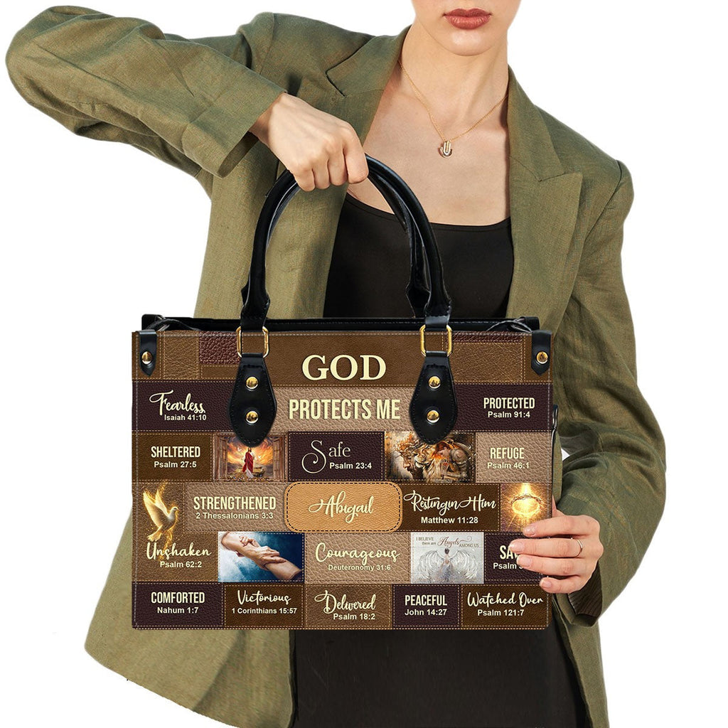 Personalized Christian Faith Leather Tote Bag