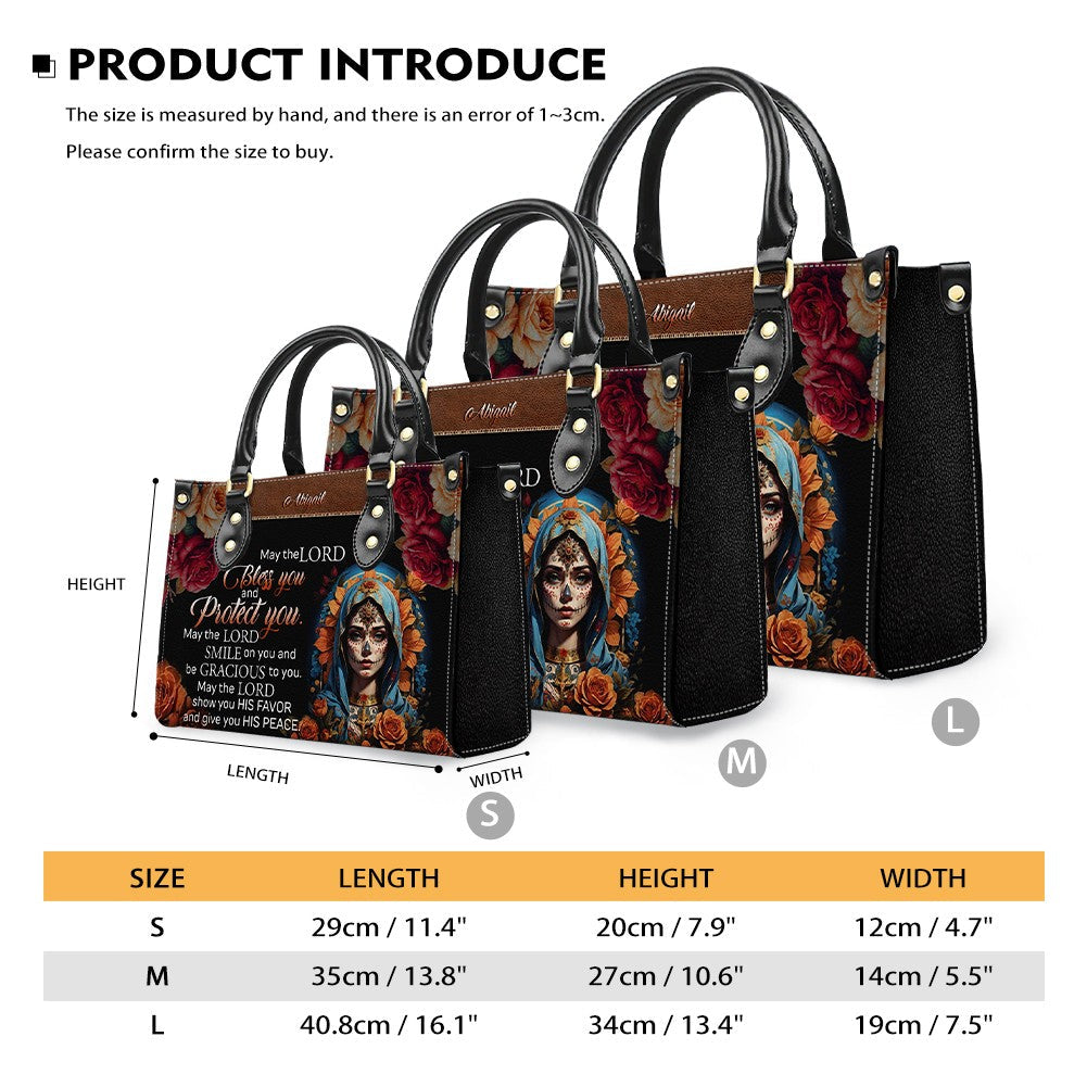 Sugar Skull Bible Verse Leather Tote Bag