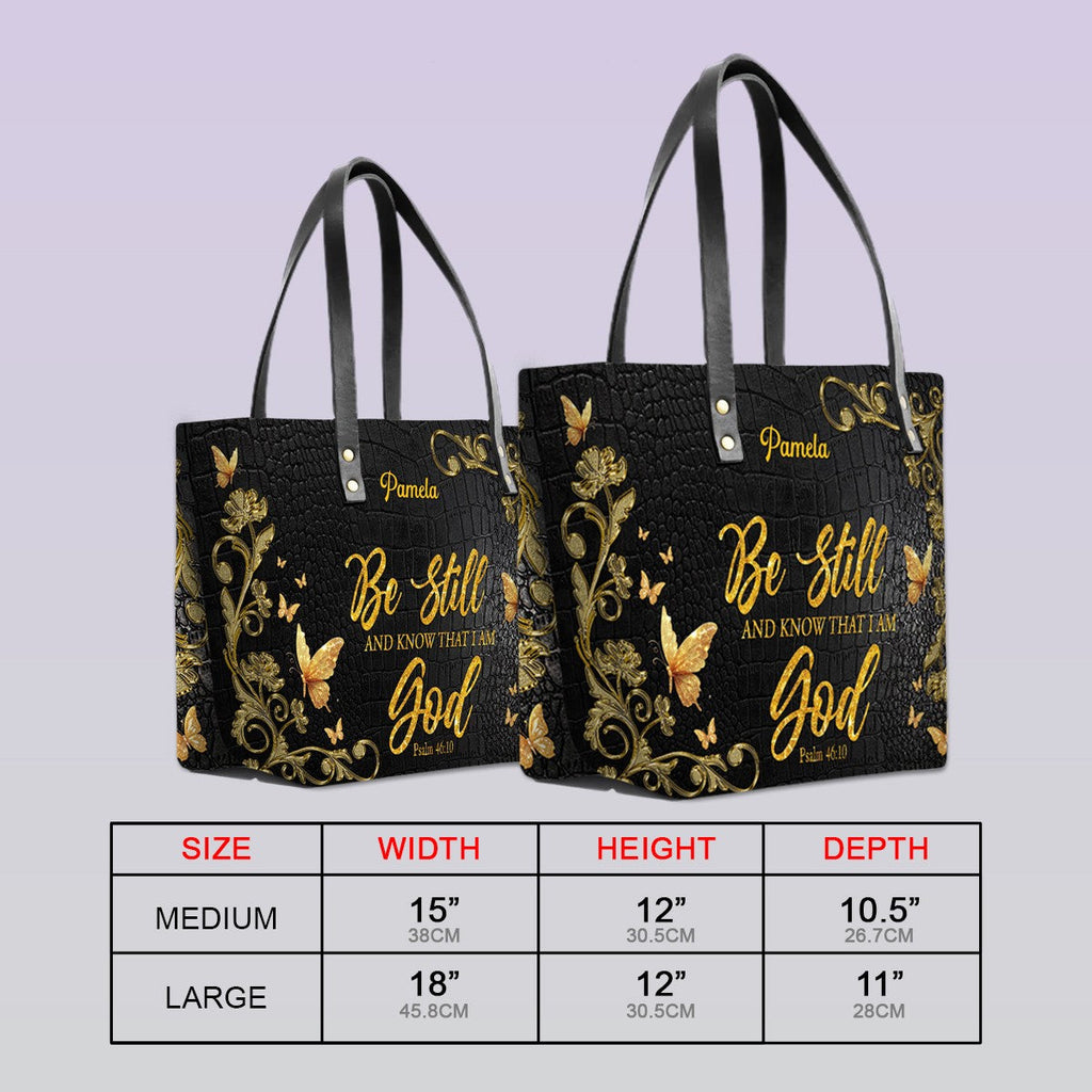 Personalized Bible Verse Leather Tote Bag