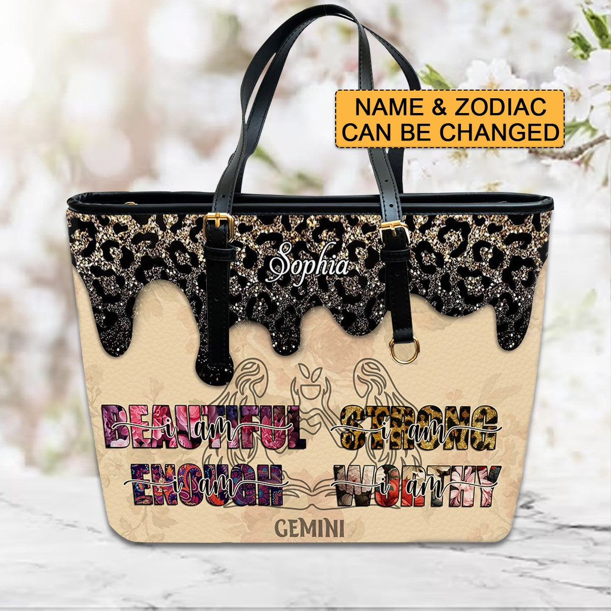 Personalized Zodiac Leather Handbag