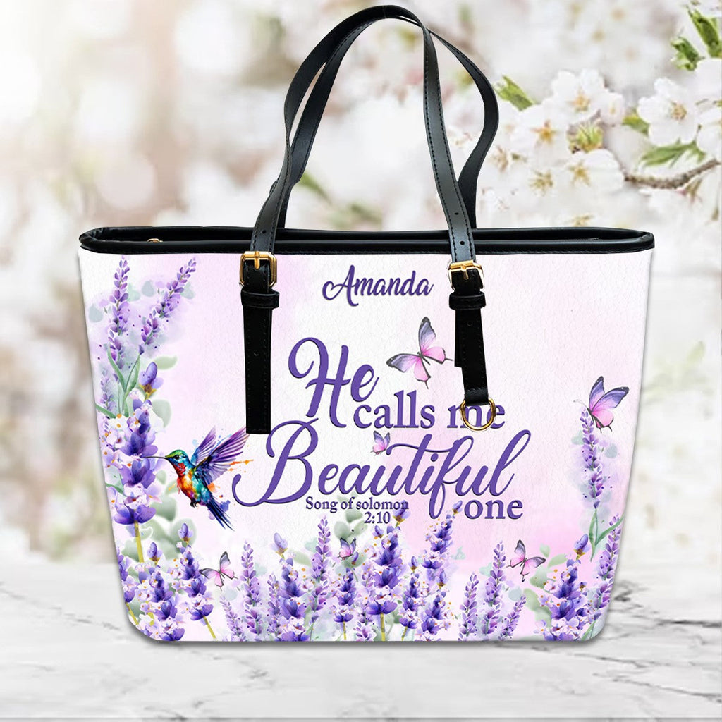 Personalized Lavender Scripture Leather Handbag