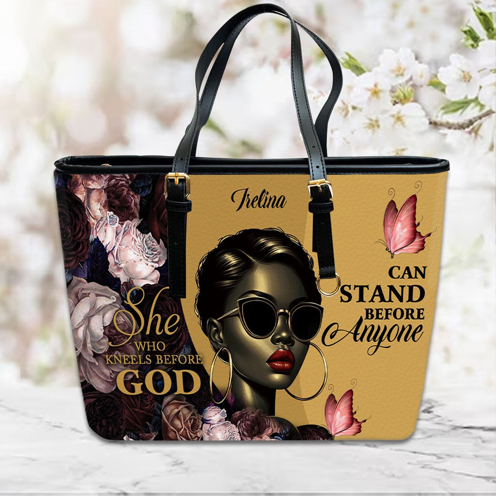 She Who Kneels Before God Custom Leather Tote