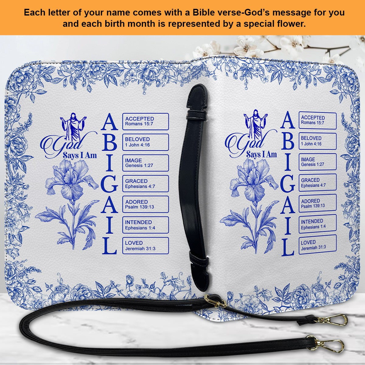 Personalized Name & Birth Flower Bible Cover