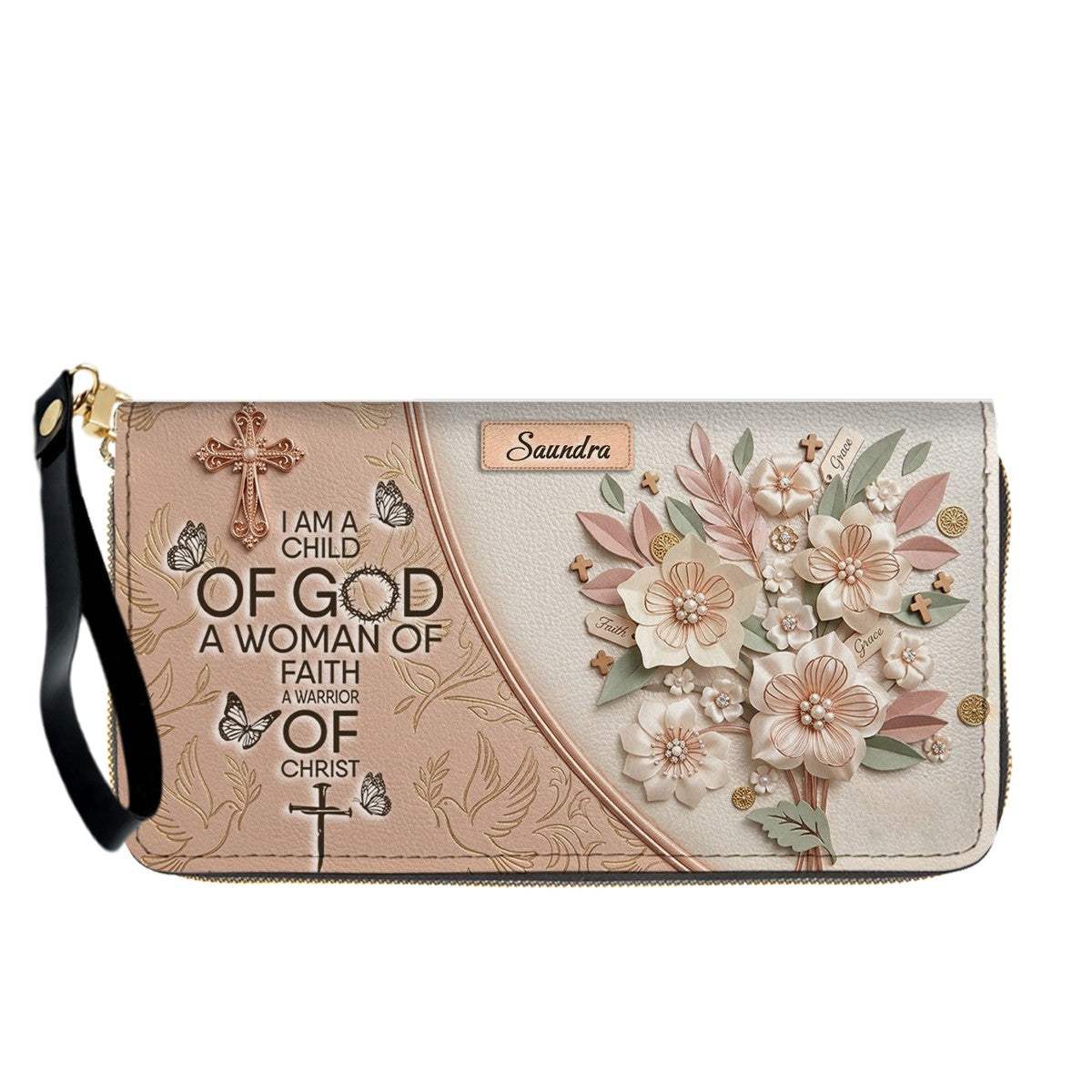 Personalized Beige Cross Handbag & Wallet Set