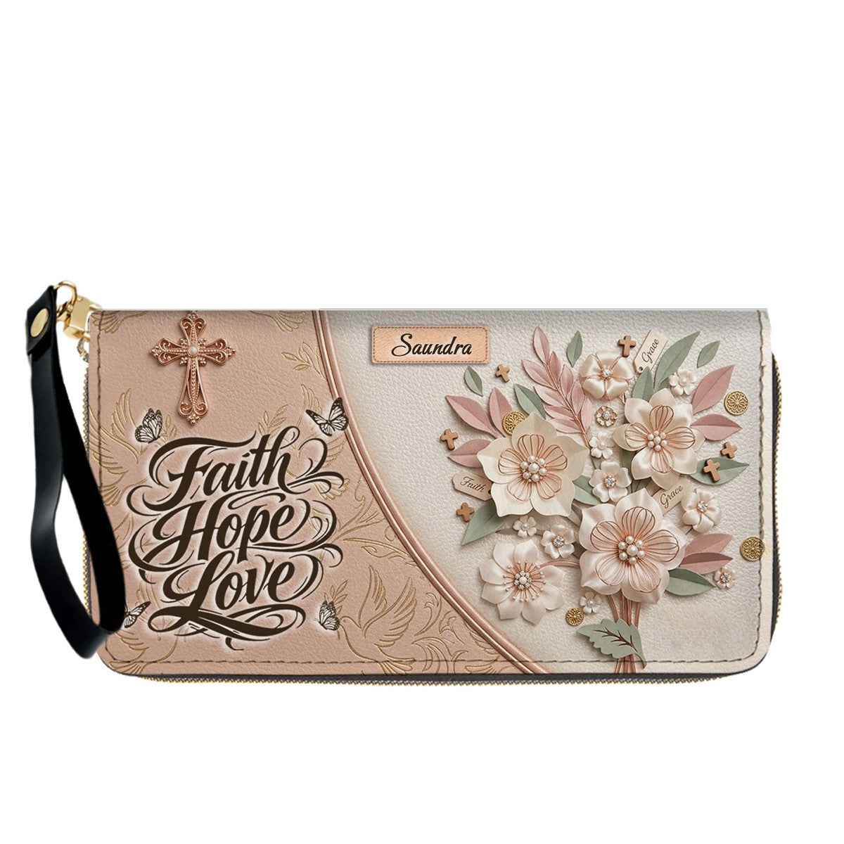 Personalized Beige Cross Handbag & Wallet Set