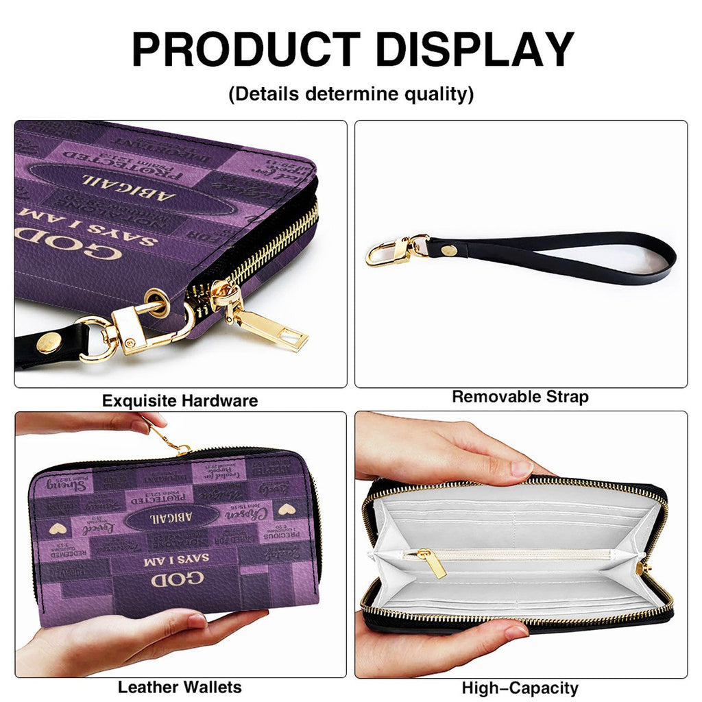 God Says I Am Personalized Leather Handbag Set
