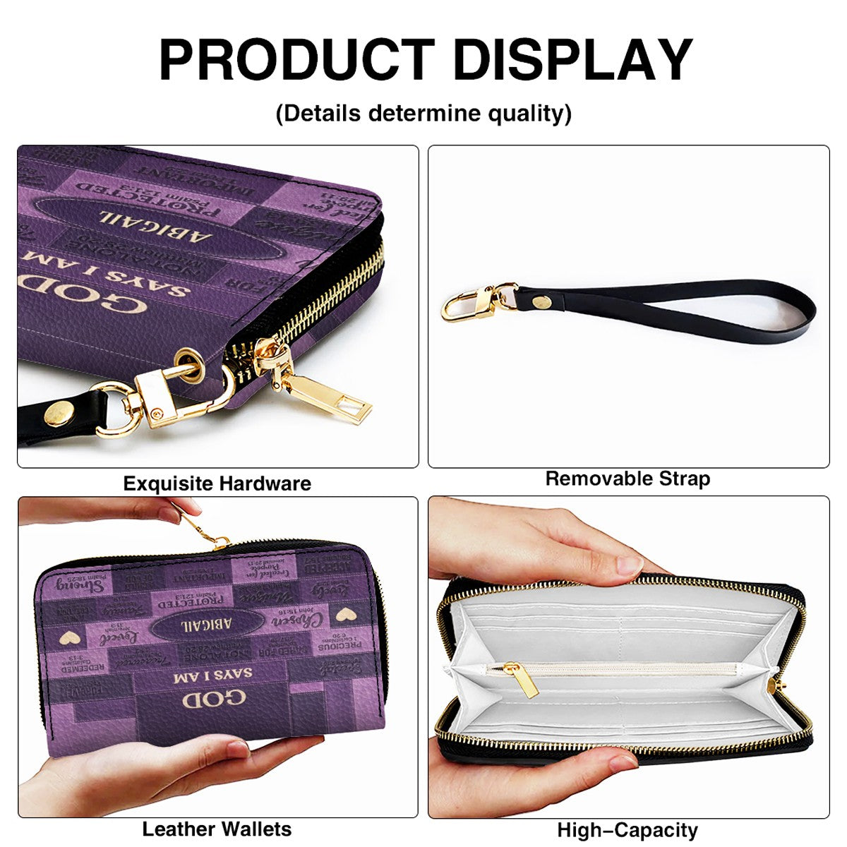 God Says I Am Personalized Leather Handbag Set
