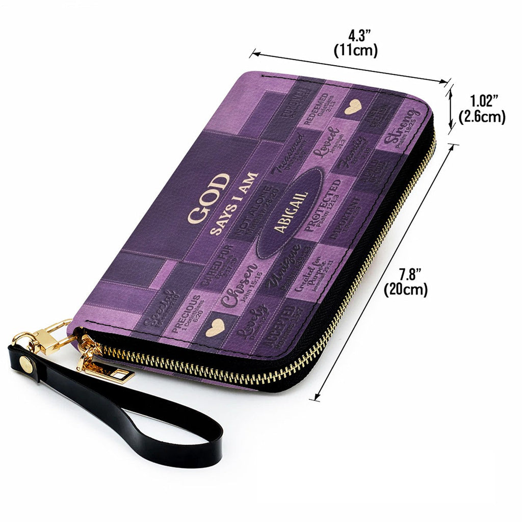 God Says I Am Personalized Leather Handbag Set
