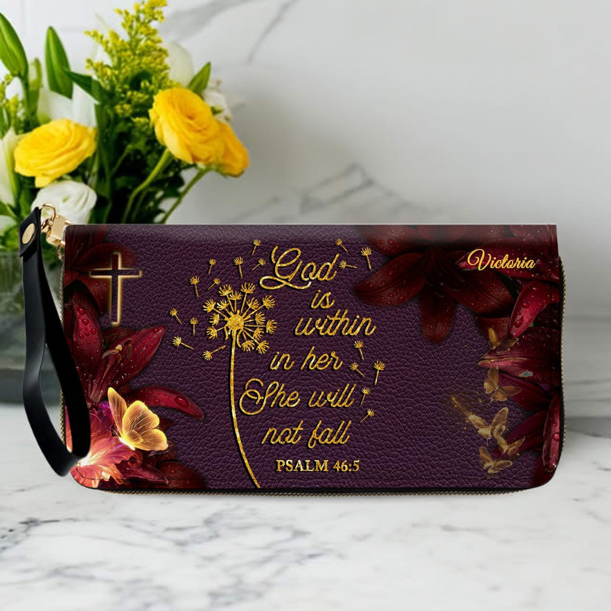 Personalized Bible Verse Leather Handbag Set