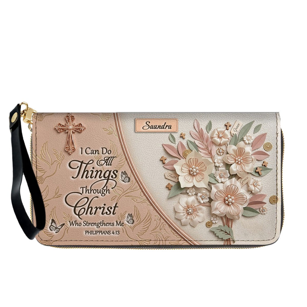 Personalized Beige Cross Handbag & Wallet Set