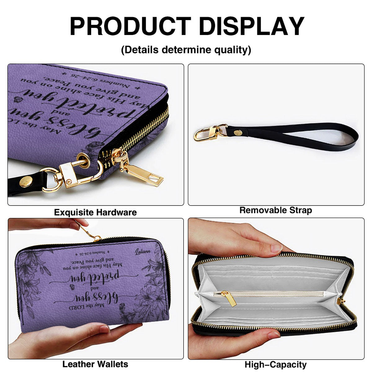 Personalized Purple Christian Leather Bag Set
