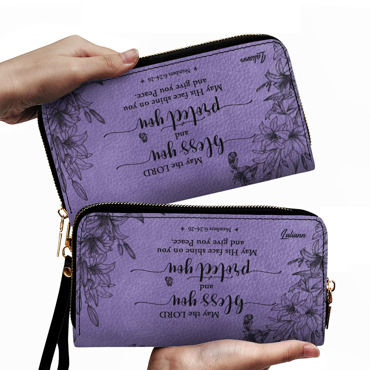 Personalized Purple Christian Leather Bag Set