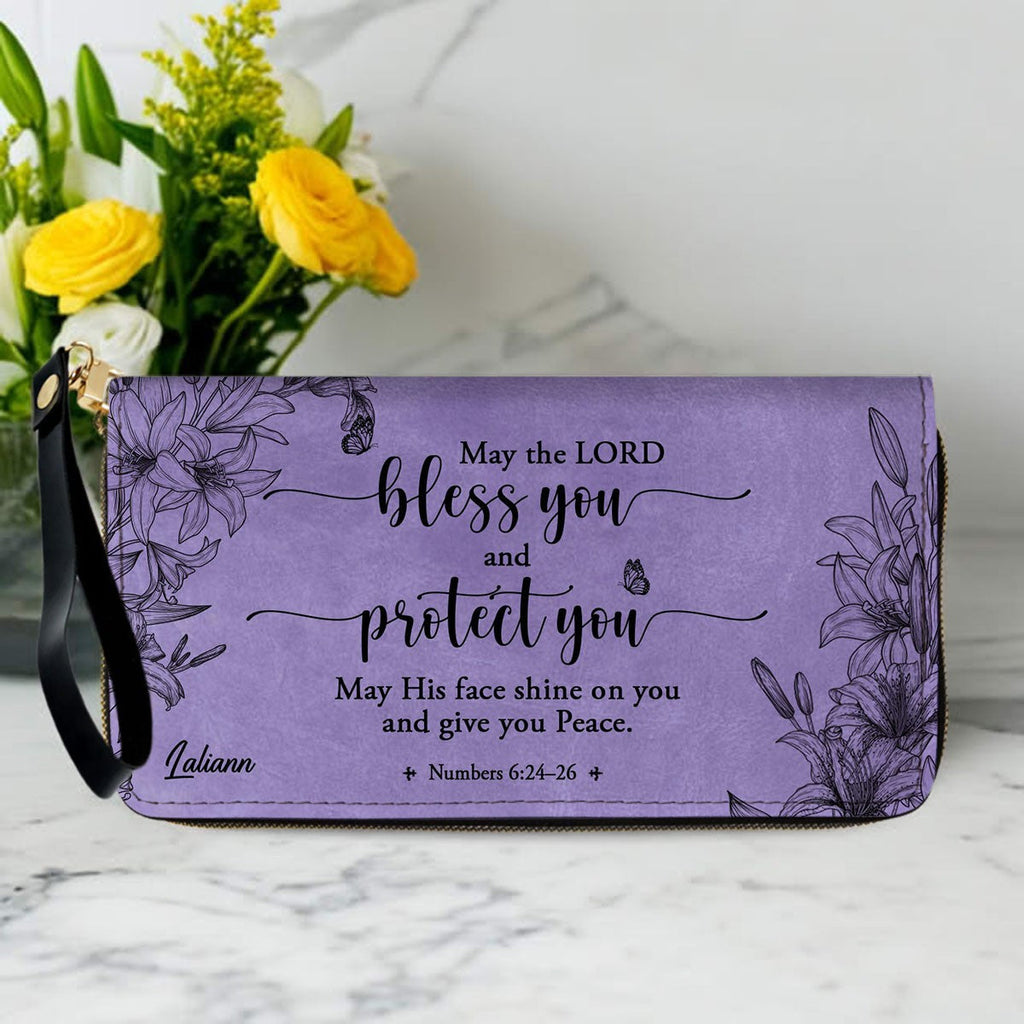 Personalized Purple Bible Verse Leather Handbag