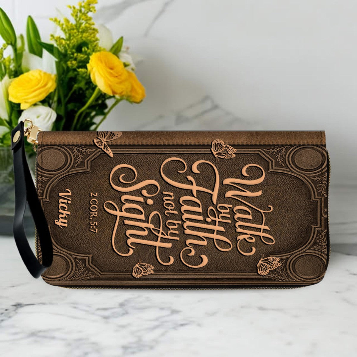 Custom Scripture Leather Tote & Wallet Set