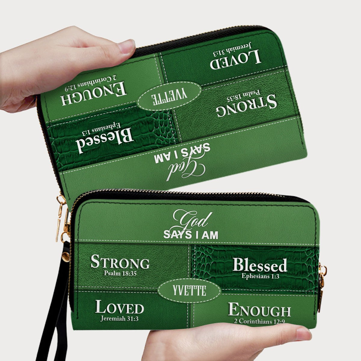 Personalized God Says I Am Leather Handbag
