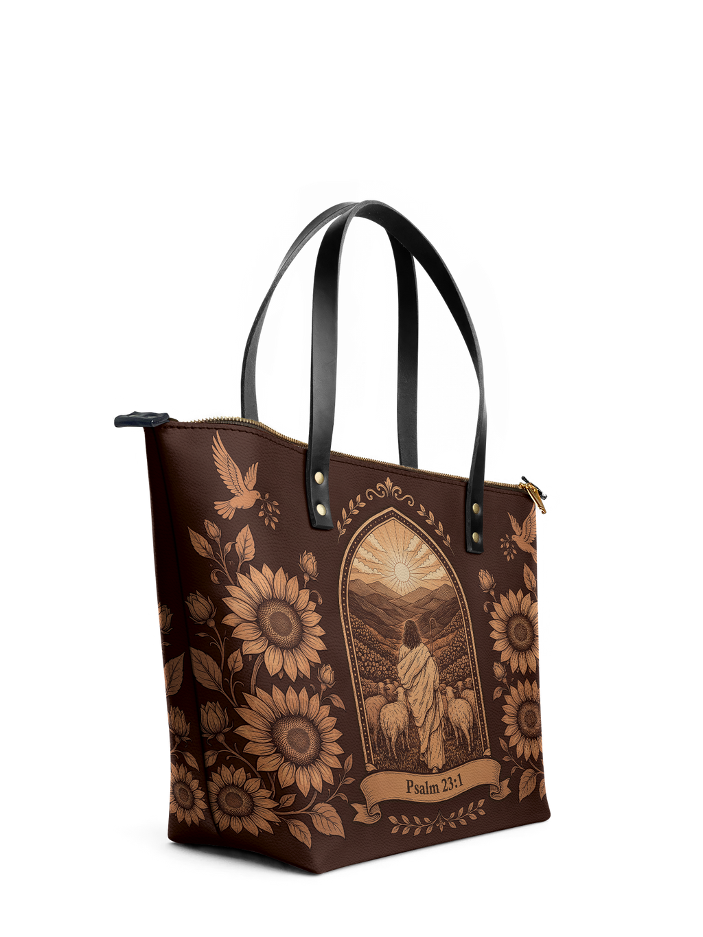 My Shepherd Psalm 23:1 Leather Tote Bag