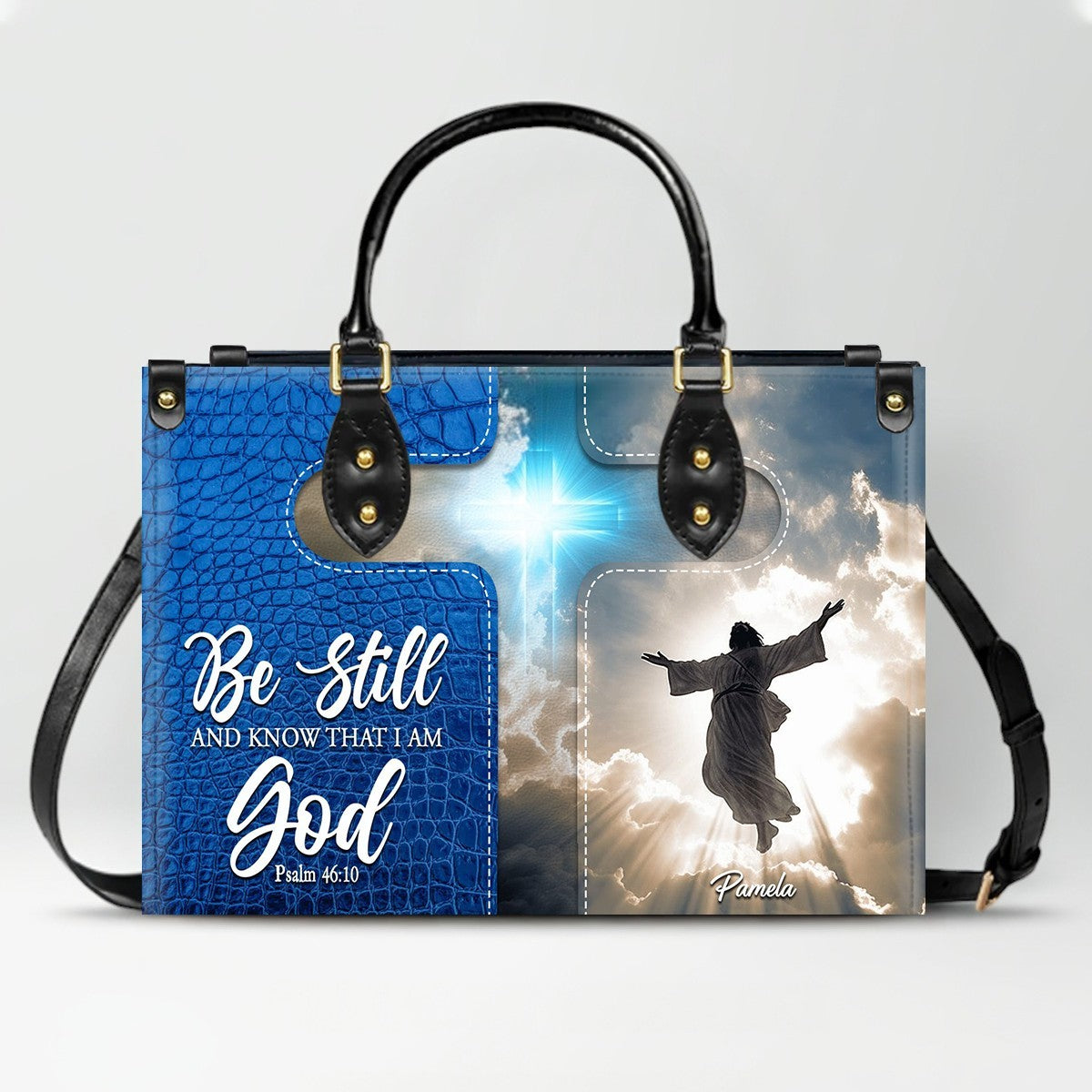 Personalized Christian Leather Tote Handbag