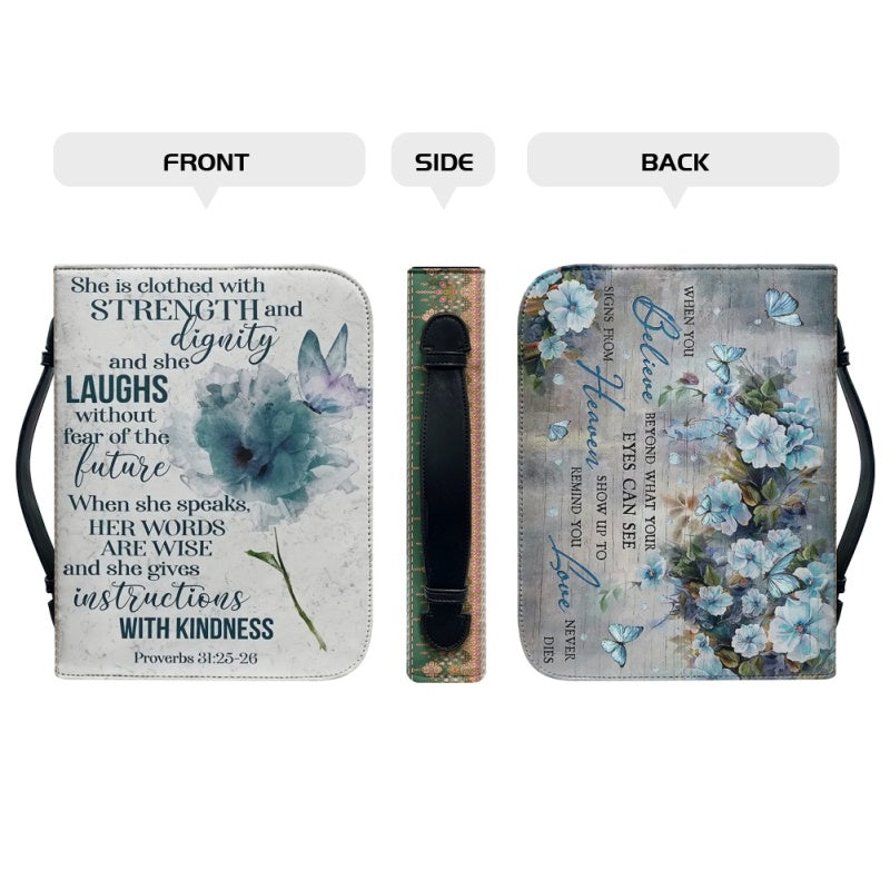 Personalized Strength & Dignity Floral Bible Cover