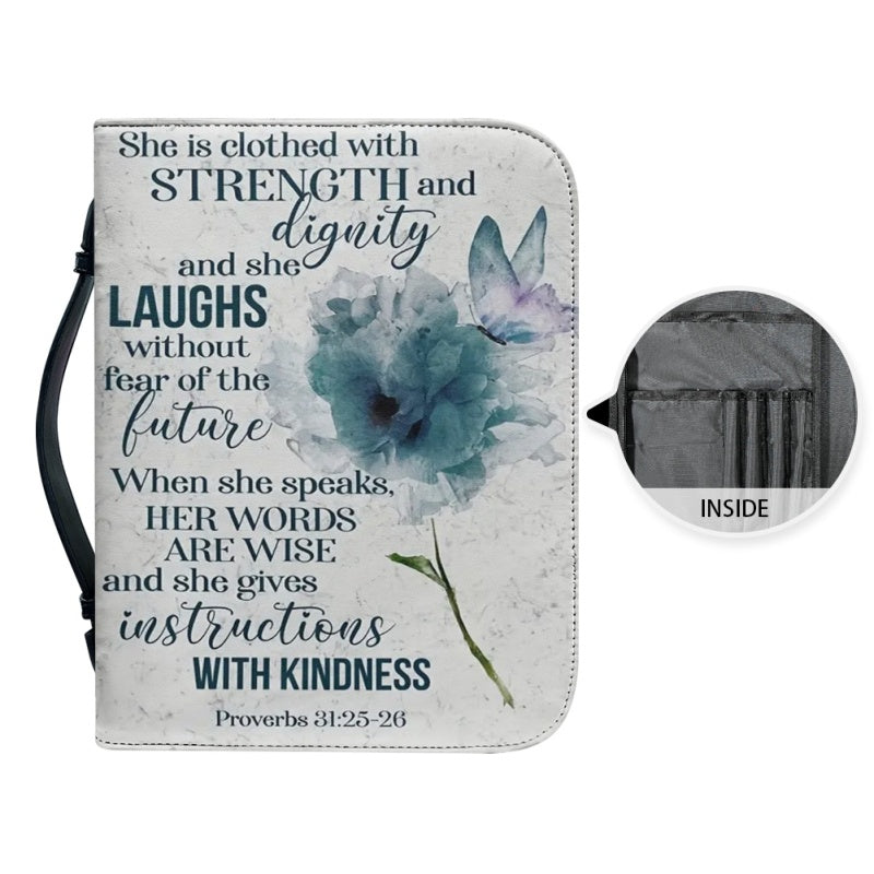 Personalized Strength & Dignity Floral Bible Cover
