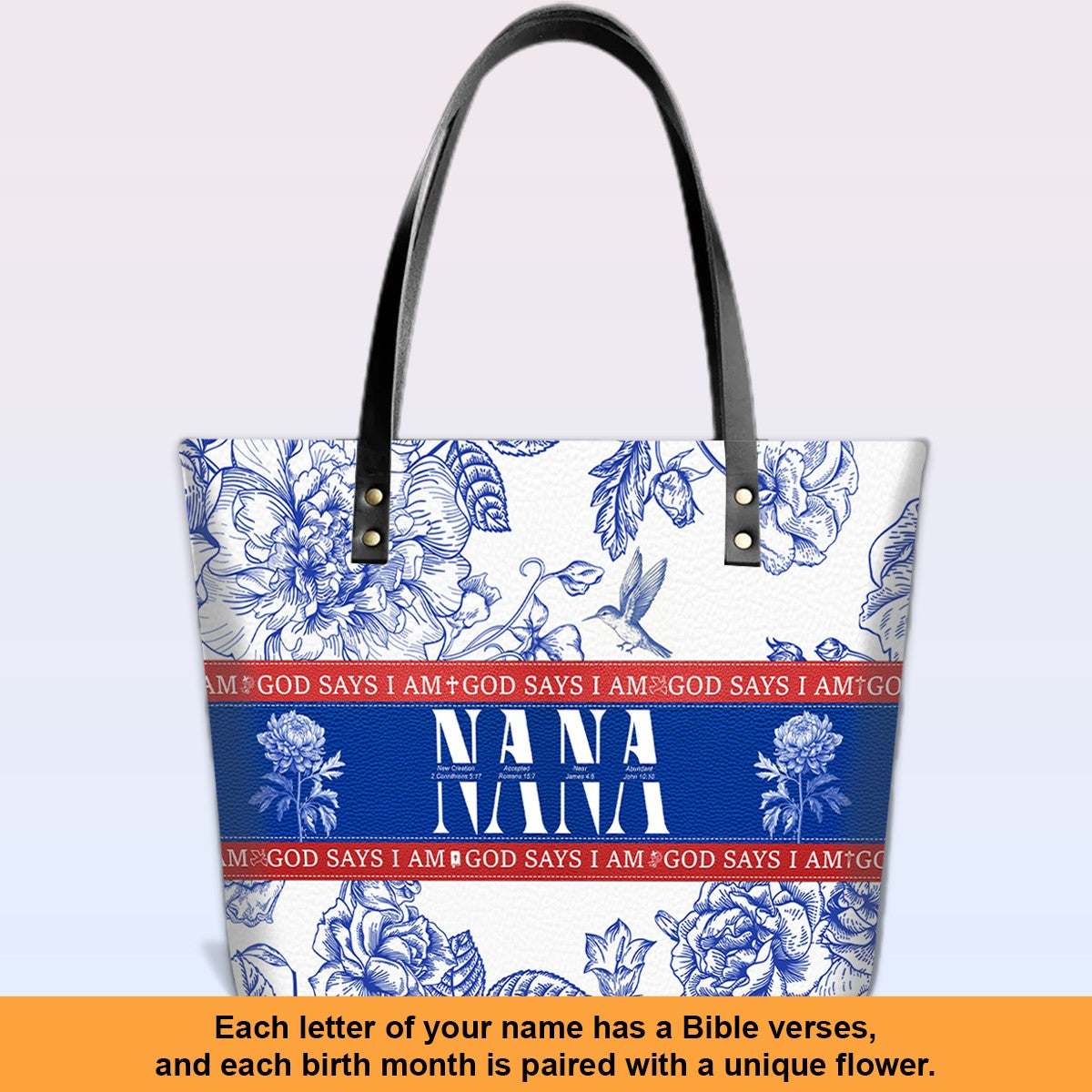 Personalized Bible Verse Leather Tote Bag