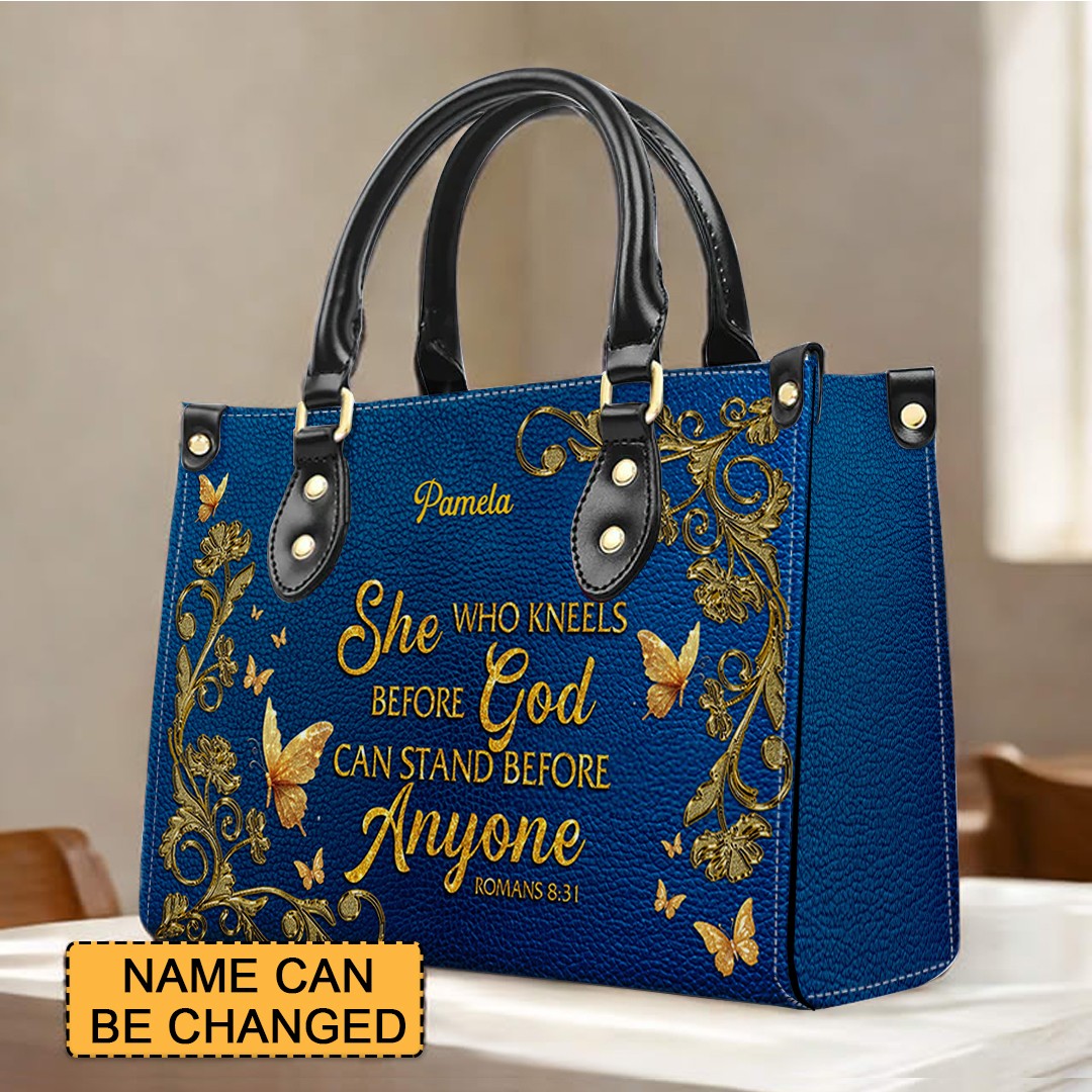 Personalized Christian Butterfly Leather Tote Bag