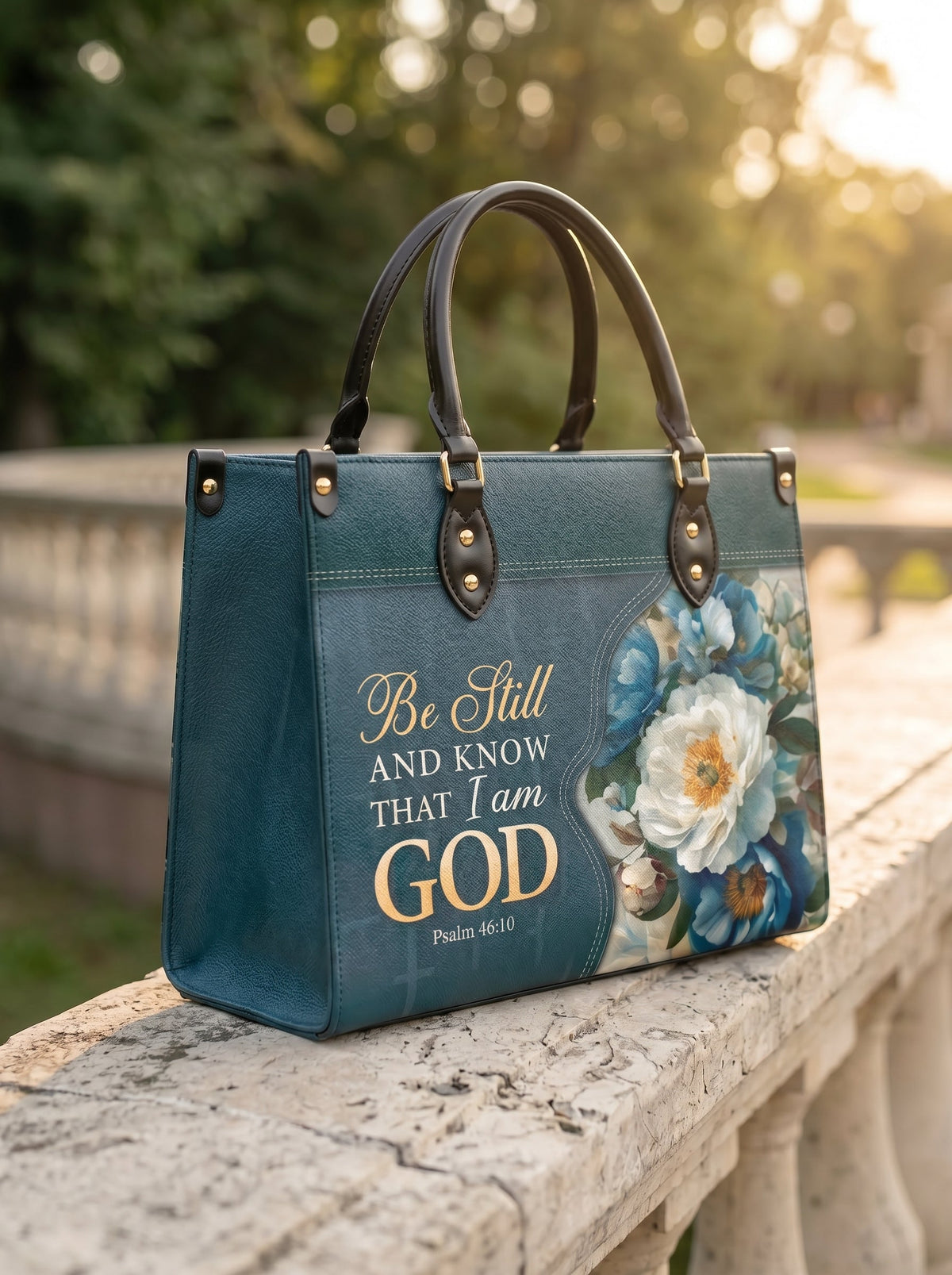 Be Still And Know Psalm 46:10 Leather Handbag