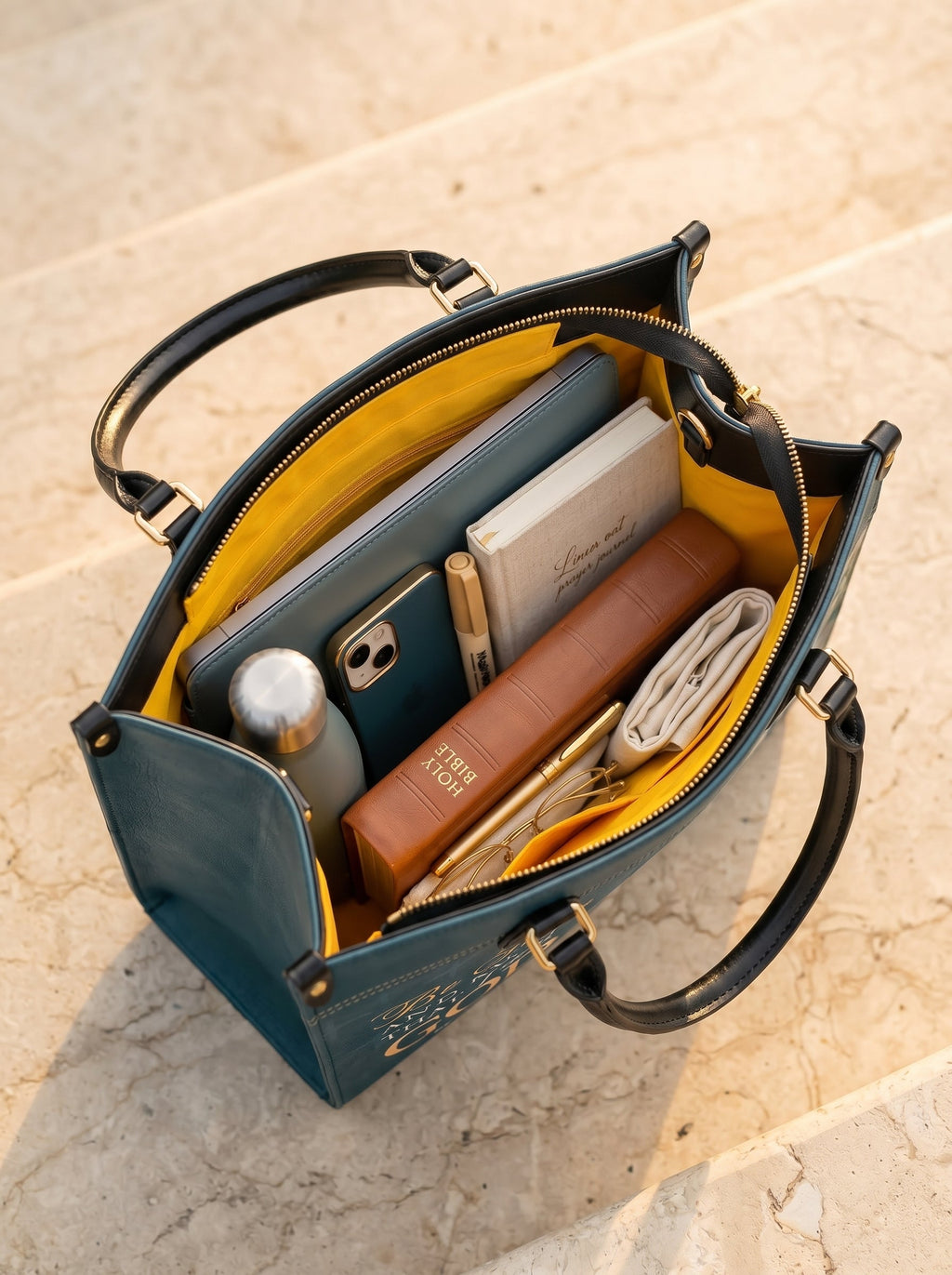 Psalm 46:10 Peace Scripture Leather Handbag