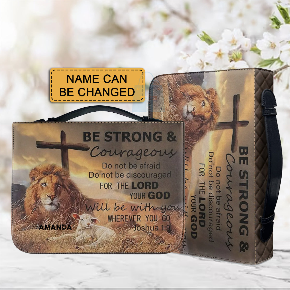 Personalized Be Strong & Courageous Bible Cover