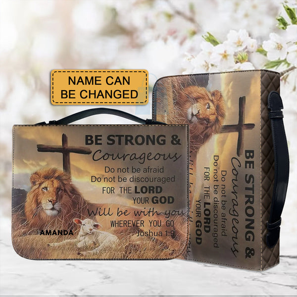 Personalized Be Strong & Courageous Bible Cover