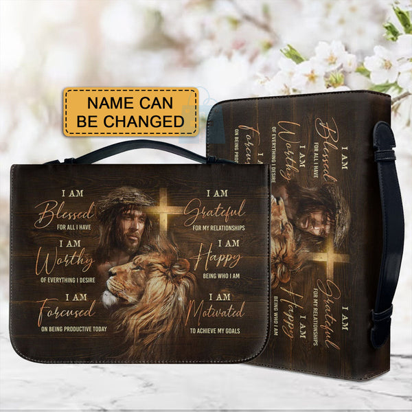 Personalized Lion Faith Affirmations Bible Cover
