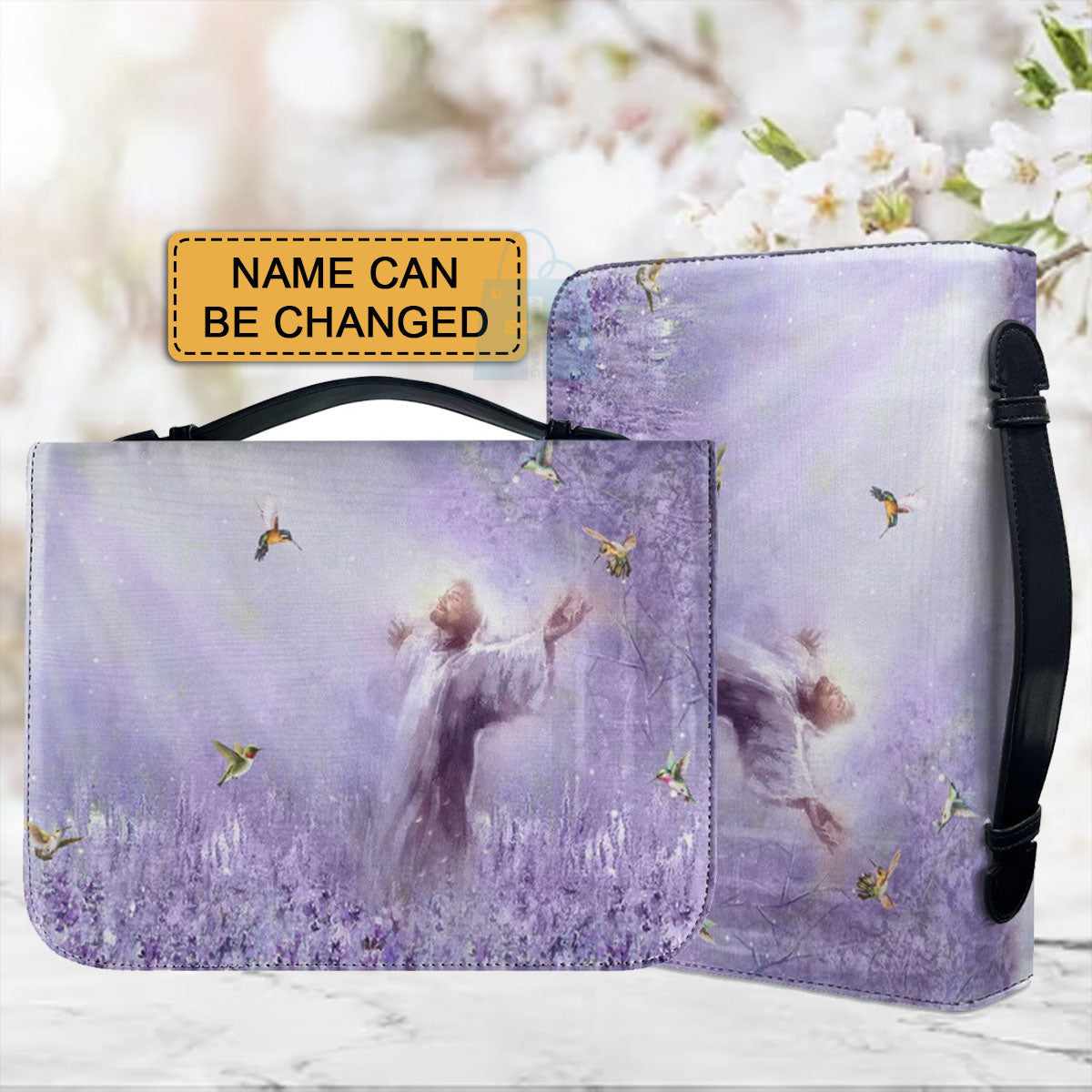 Personalized Jesus in Purple Meadow Bible Cover