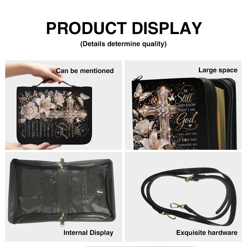 Personalized Cross & Floral Leather Bible Cover