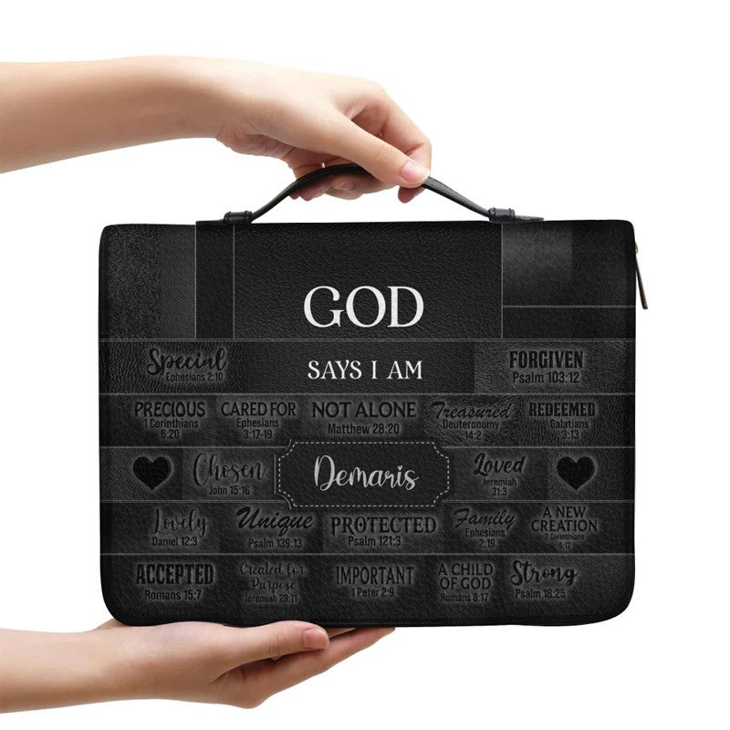 Personalized "God Says I Am" Bible Cover Case