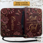 Personalized Purple Butterfly "Be Still" Leather Bible Cover