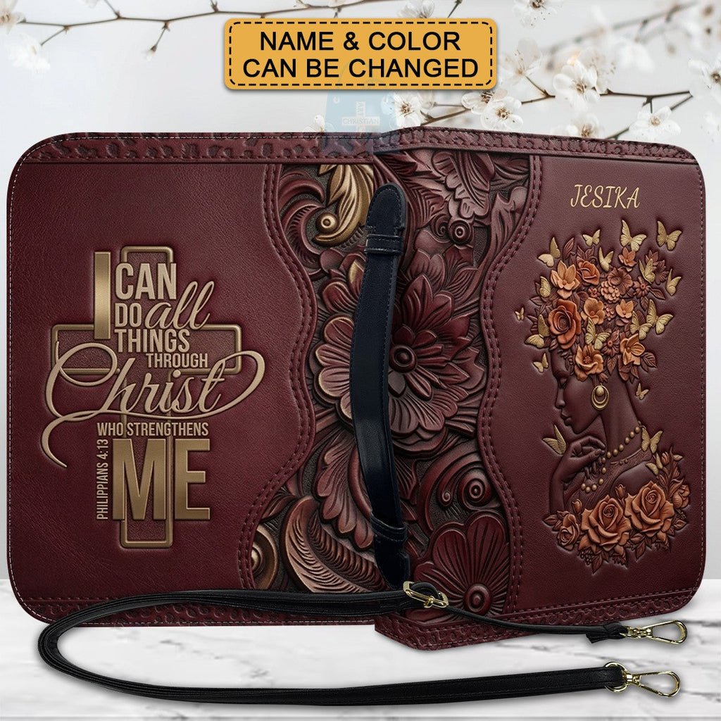 Custom Philippians 4:13 Leather Bible Cover