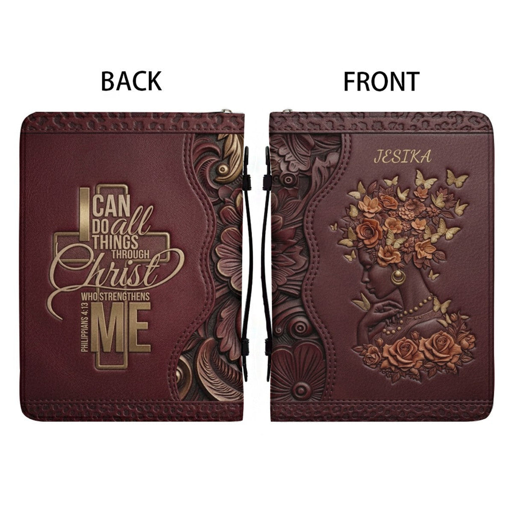 Custom Philippians 4:13 Leather Bible Cover