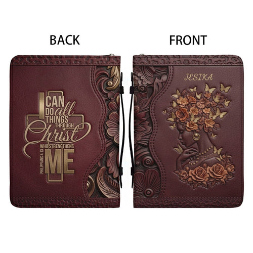 Custom Philippians 4:13 Leather Bible Cover