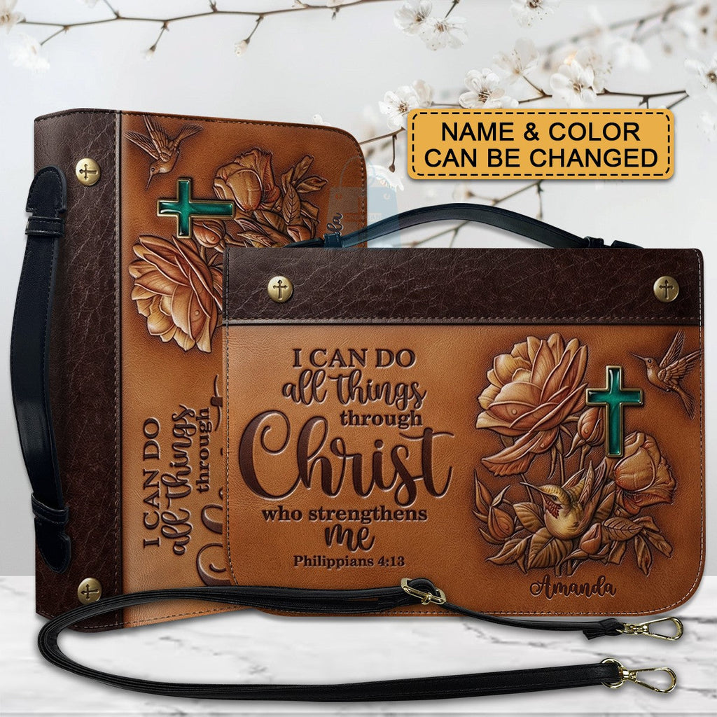 Custom Leather Bible Cover Case with Handle