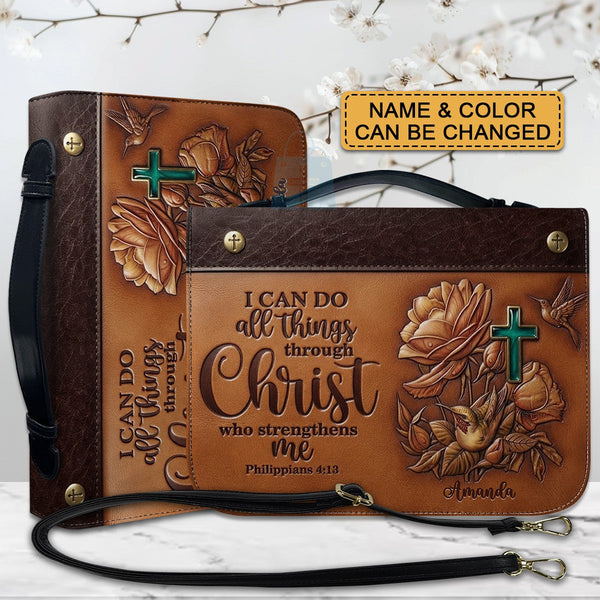 Custom Leather Bible Cover Case with Handle