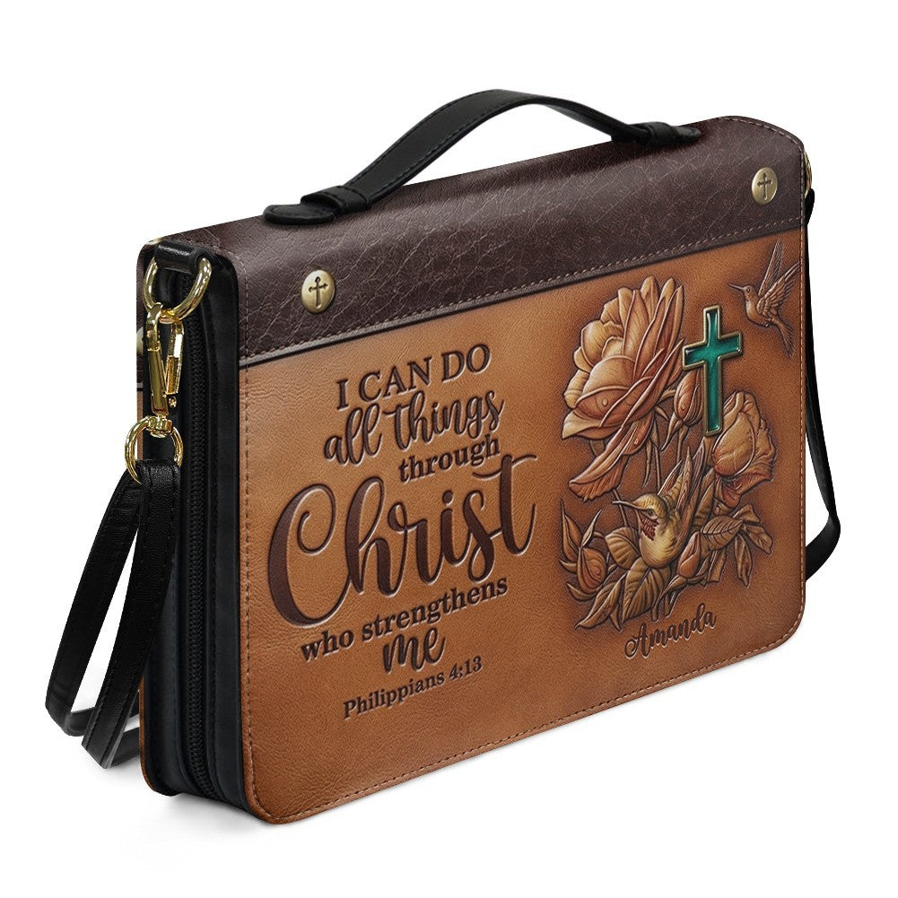 Custom Leather Bible Cover Case with Handle