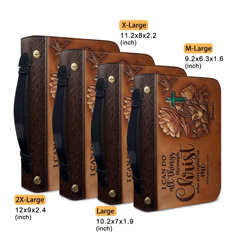 Custom Leather Bible Cover Case with Handle