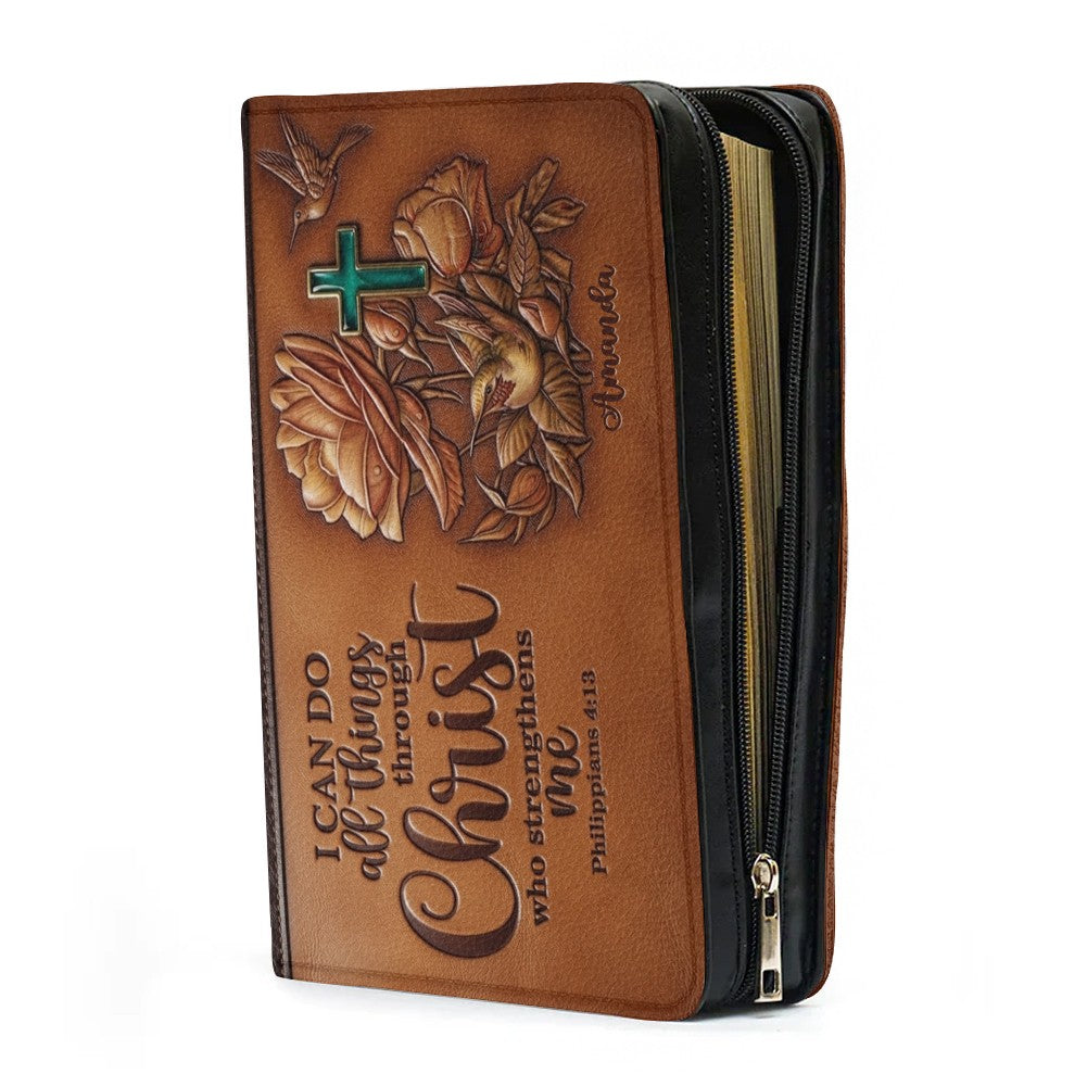 Custom Leather Bible Cover Case with Handle