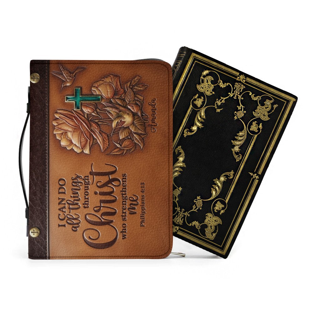 Custom Leather Bible Cover Case with Handle
