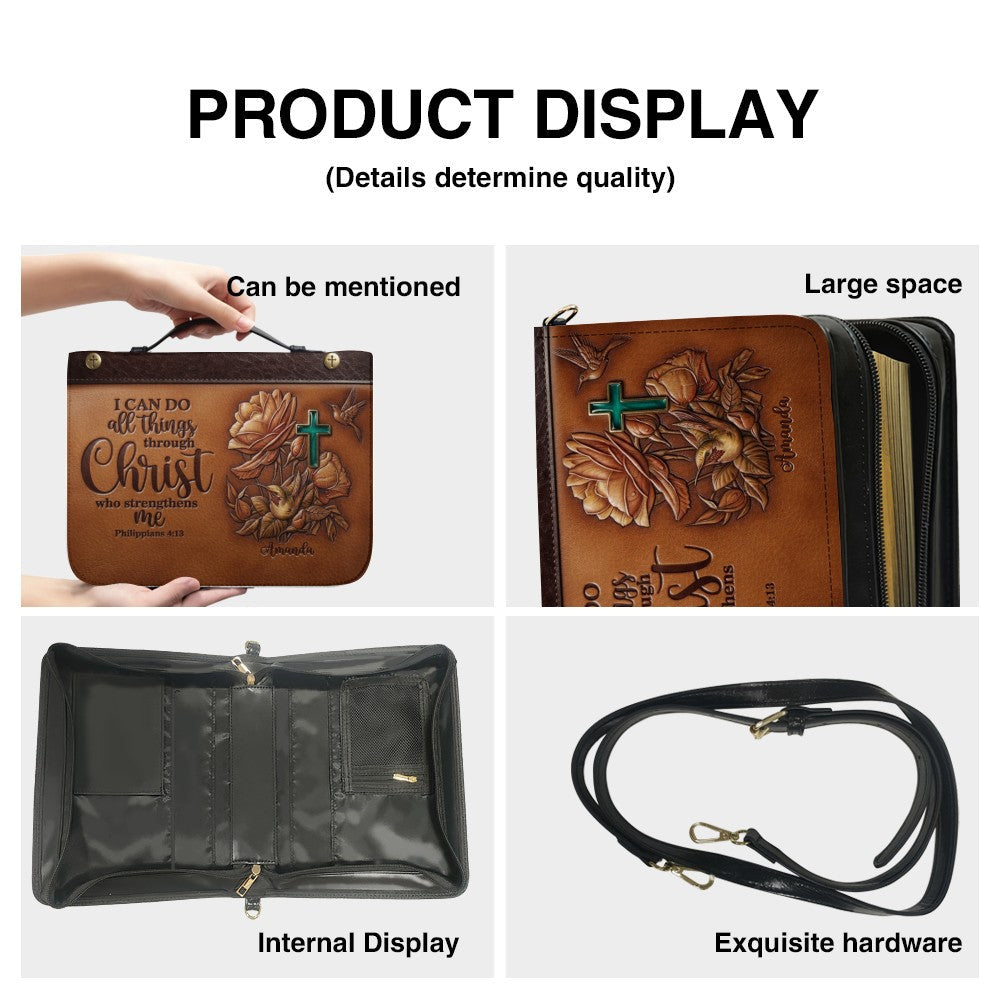Custom Leather Bible Cover Case with Handle