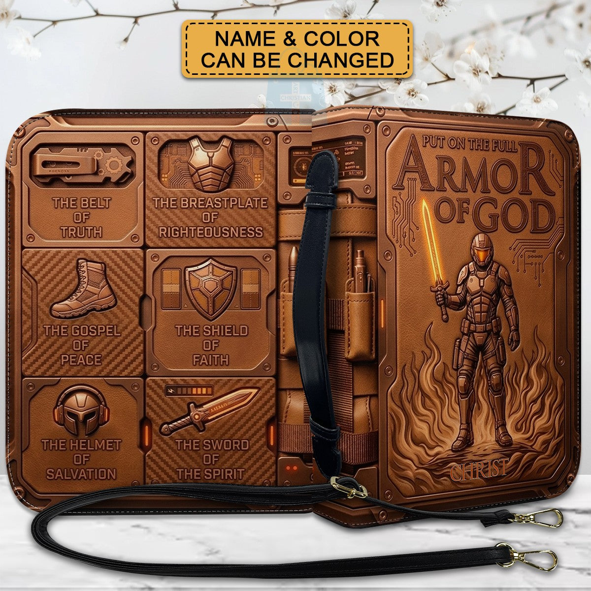 Personalized Armor of God Leather Bible Cover